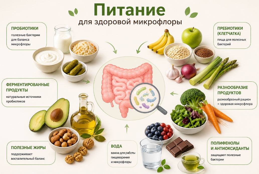 Питание, которое помогает микрофлоре