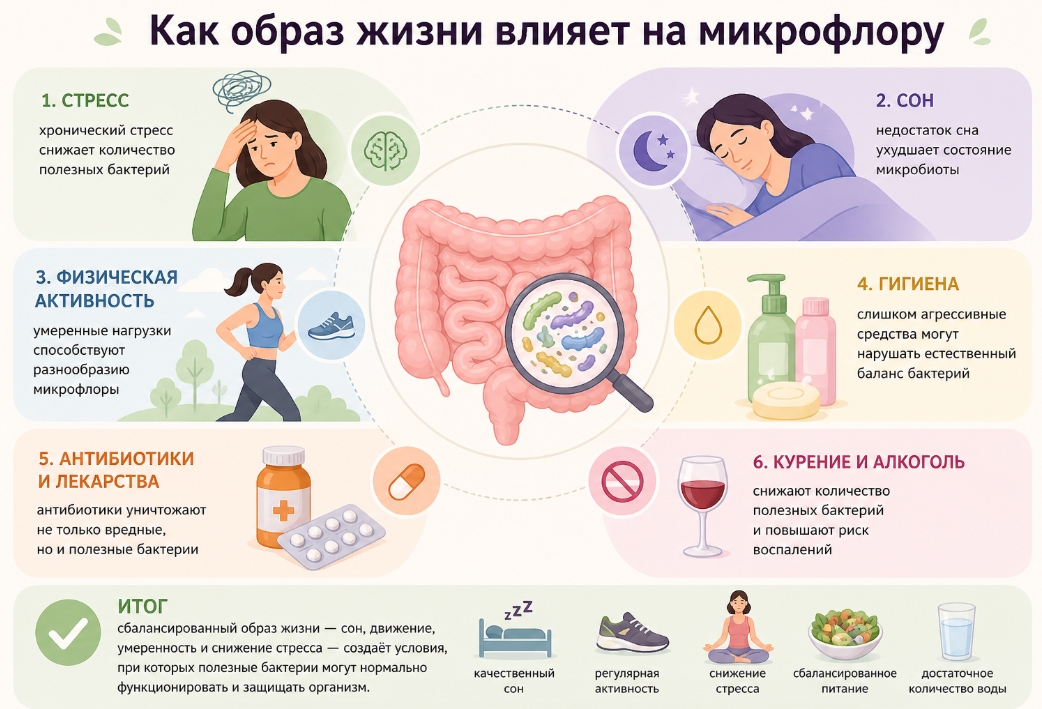 Как образ жизни влияет на микрофлору