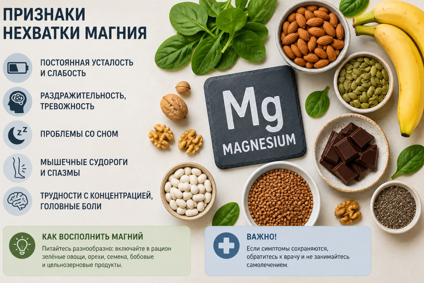 Как понять, что организму не хватает магния