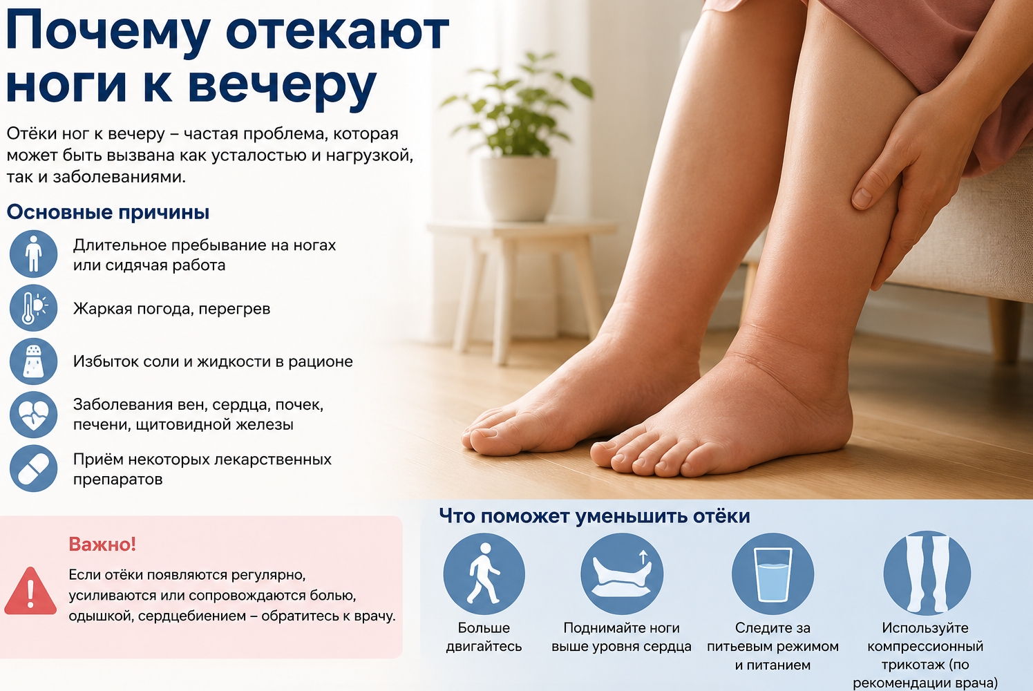 Почему отекают ноги к вечеру