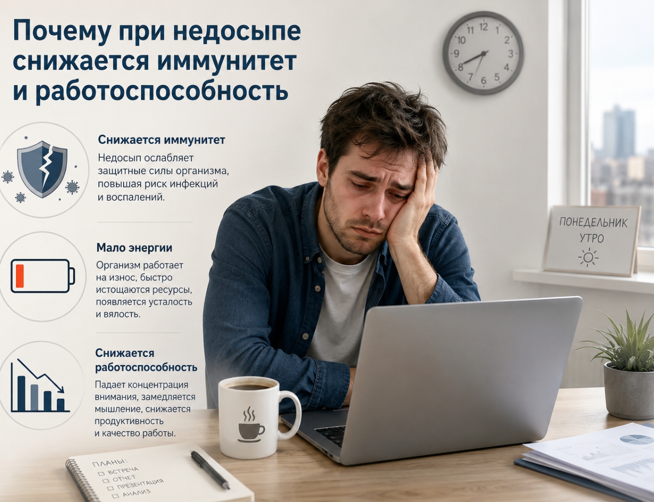 Почему при недосыпе снижается иммунитет и работоспособность
