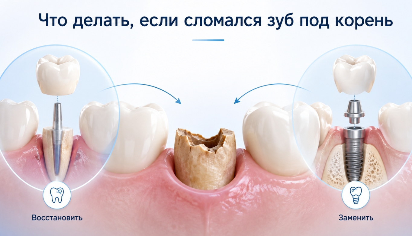Что делать, если сломался зуб под корень